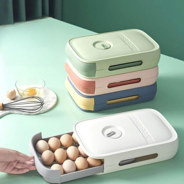 Eier-Aufbewahrungsbox mit Schublade – Platzsparender Organizer mit Anti-Kollisions-Design