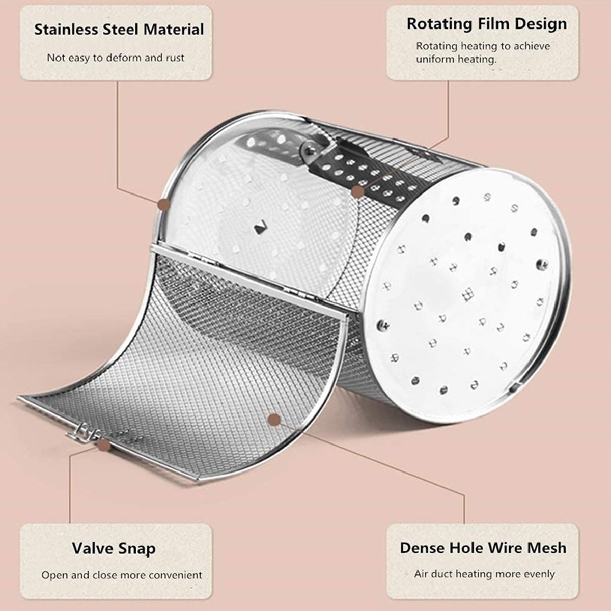 Edelstahl-Drehkorb für den Grill – Gleichmäßiges & Müheloses Garen