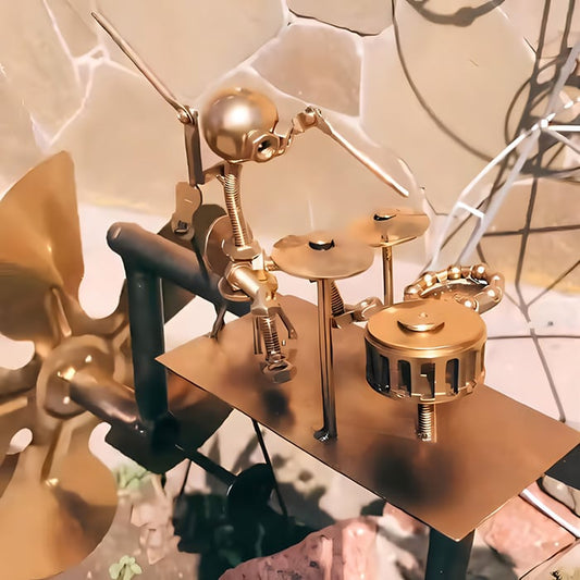 Handgefertigtes Metall-Windrad „Rockband“ – Inkl. 70 cm Erdspieß