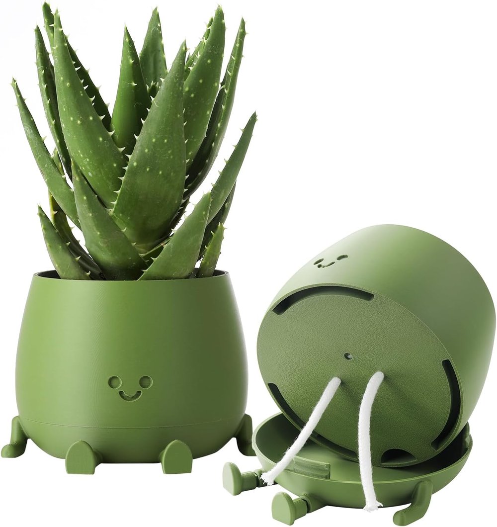 Selbstbewässernder Blumentopf – Niedliches Gesicht mit biegsamen Beinen!