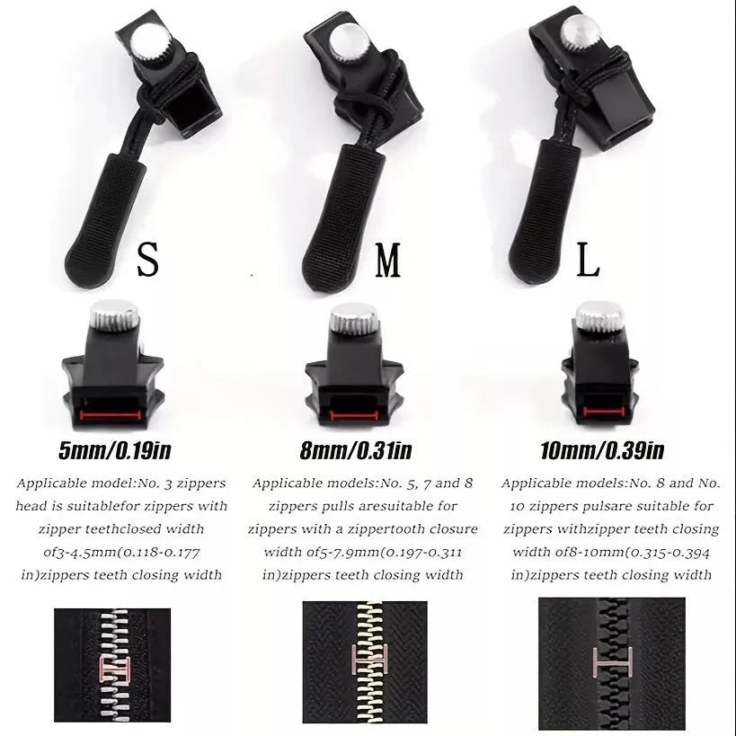 Abnehmbarer und austauschbarer Reißverschluss-Zipper – Schnelle Lösung | 12 Stück
