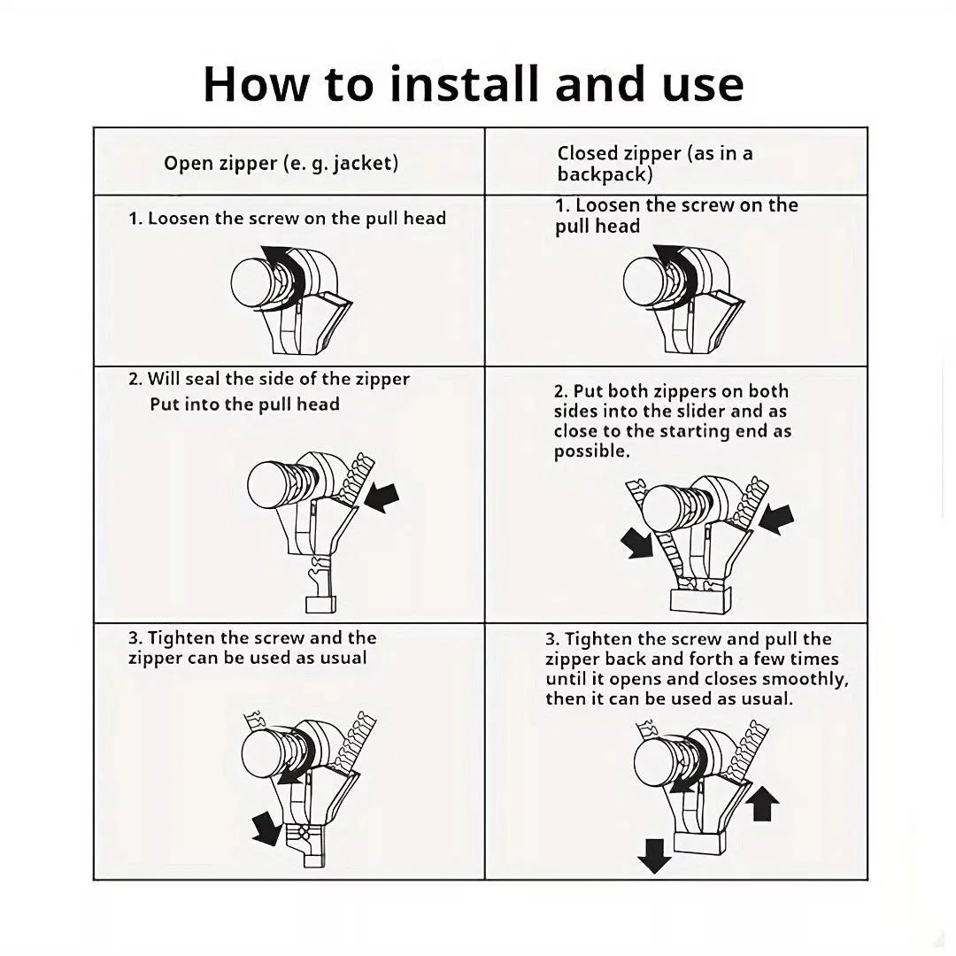 Abnehmbarer und austauschbarer Reißverschluss-Zipper – Schnelle Lösung | 12 Stück